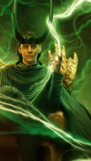 God of Stories Loki Sitting on Throne Mobile Wallpaper