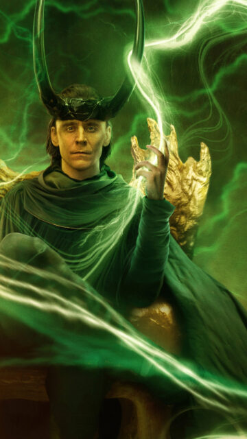 God of Stories Loki Sitting on Throne Mobile Wallpaper
