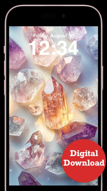 Healing Crystals and Amethyst Energy Aesthetic Phone Wallpaper