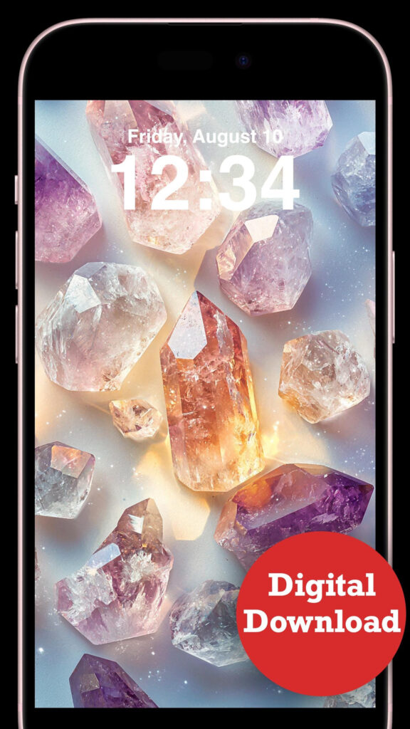 Healing Crystals and Amethyst Energy Aesthetic Phone Wallpaper