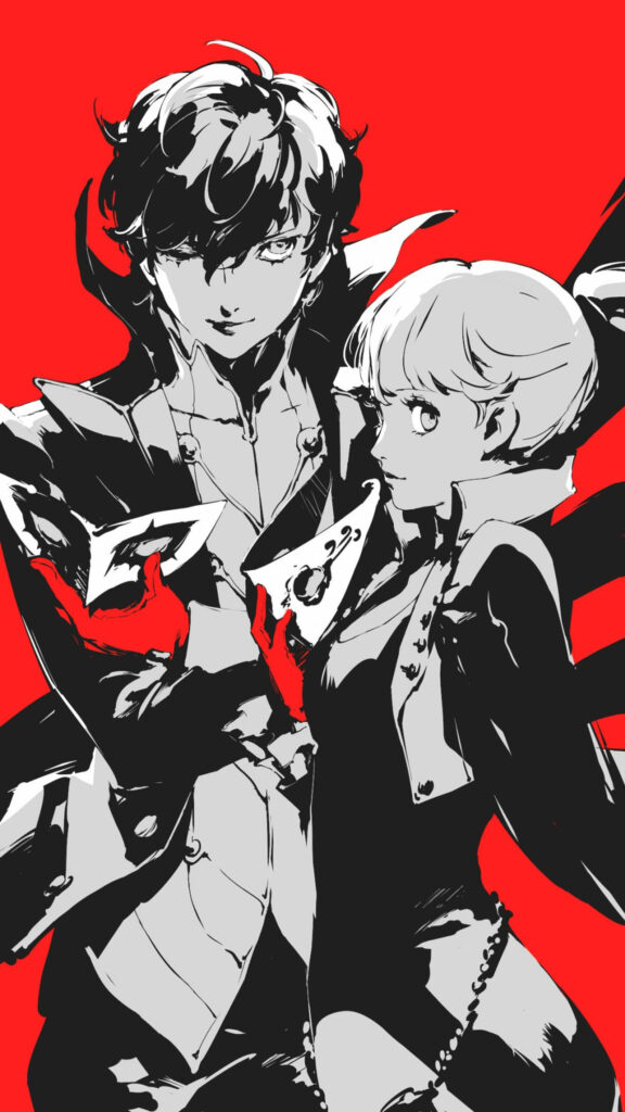 Joker and Panther Stylized Duo Portrait Mobile Wallpaper