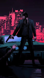John Wick Standing Before a Car Mobile Wallpaper