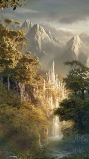Ethereal Fantasy Castle Landscape Mobile Wallpaper