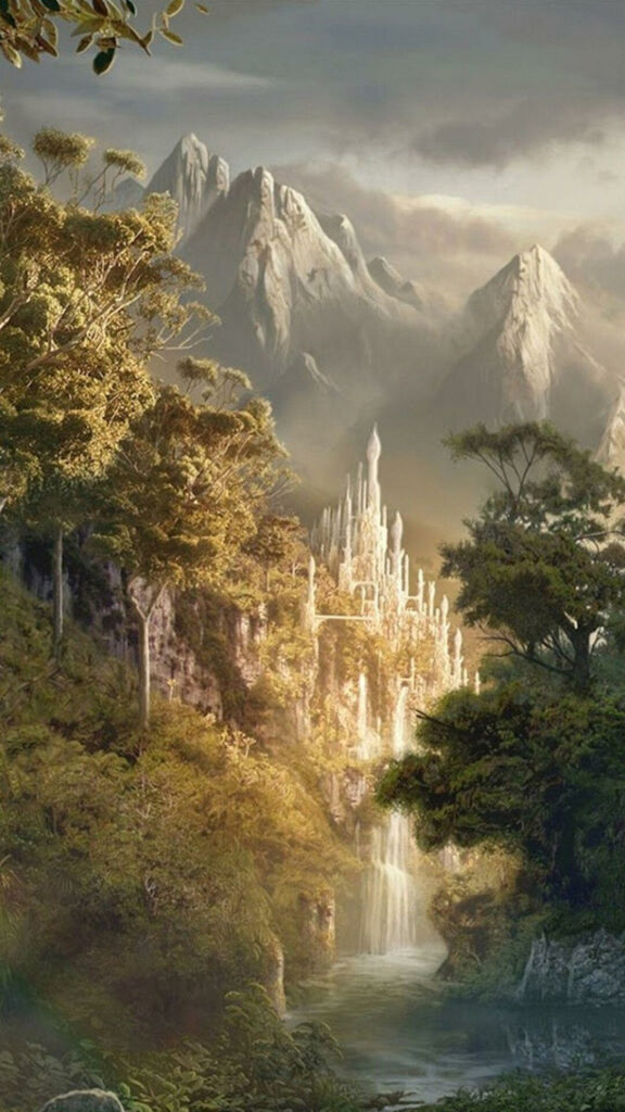 Ethereal Fantasy Castle Landscape Mobile Wallpaper