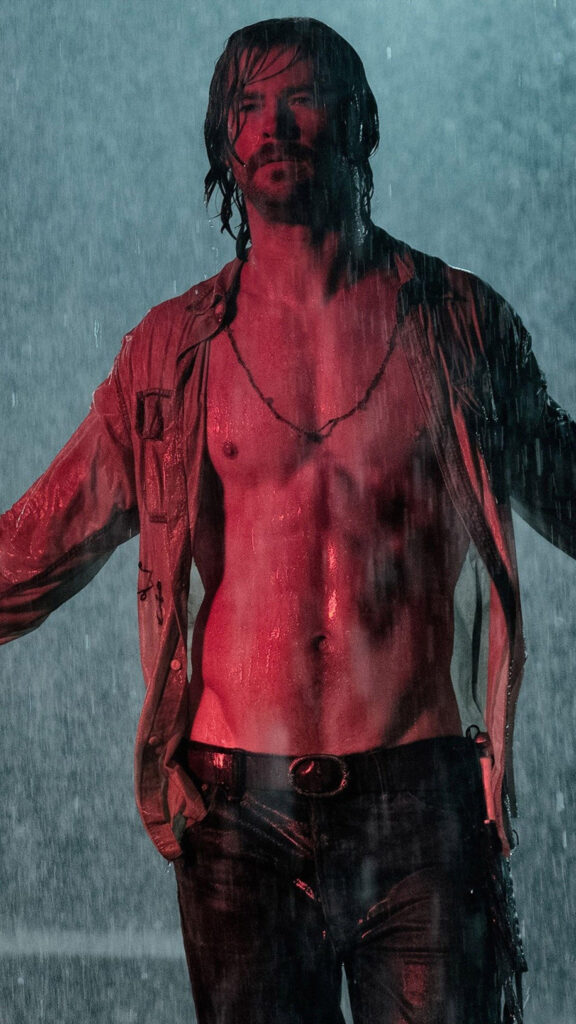 Wet Man in Rain Dramatic Lighting Mobile Wallpaper