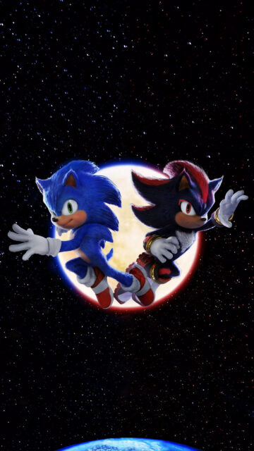 Sonic and Shadow in Space Mobile Wallpaper