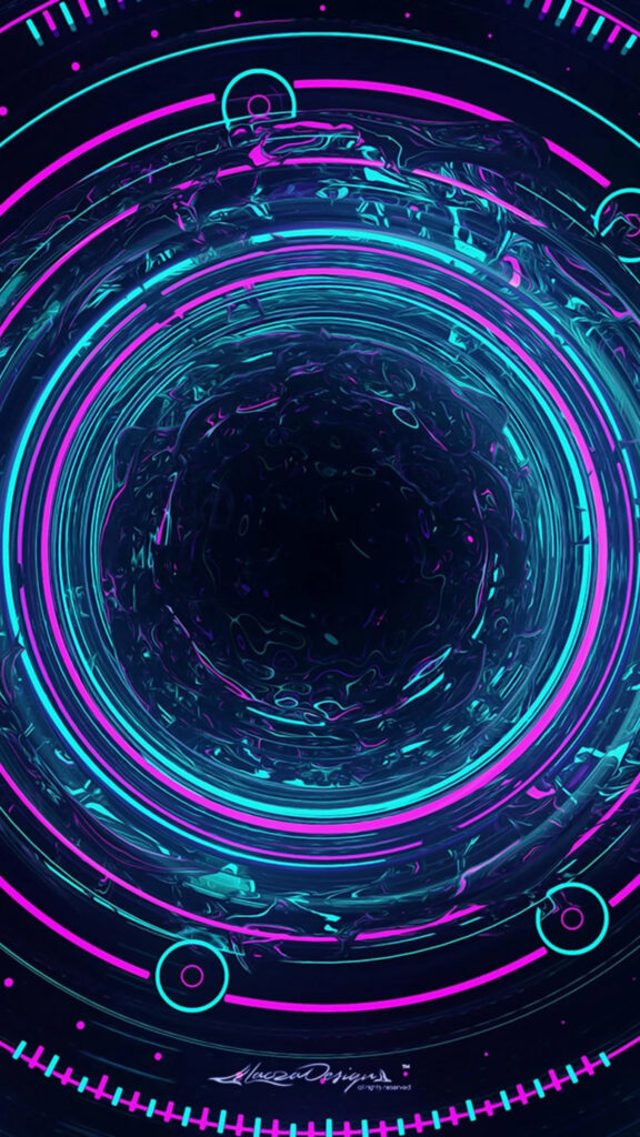 Abstract Cybernetic Vortex Digital Art Mobile Wallpaper