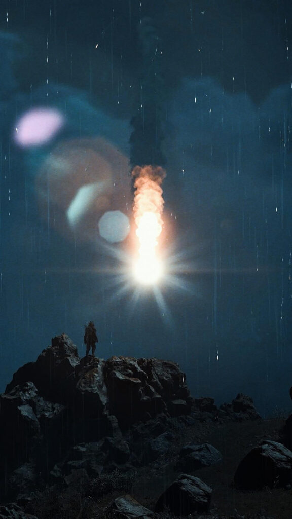 Astronaut Watching Meteor Shower Mobile Wallpaper