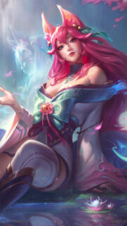 Spirit Blossom Ahri LoL Fantasy Art Mobile Wallpaper
