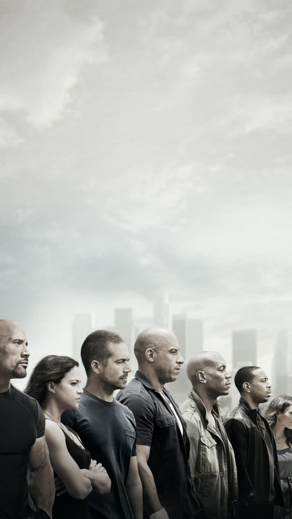 Fast and Furious Cast Standing Together Mobile Wallpaper