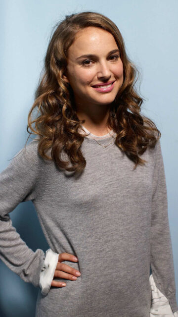 Natalie Portman Grey Sweater Portrait Mobile Wallpaper