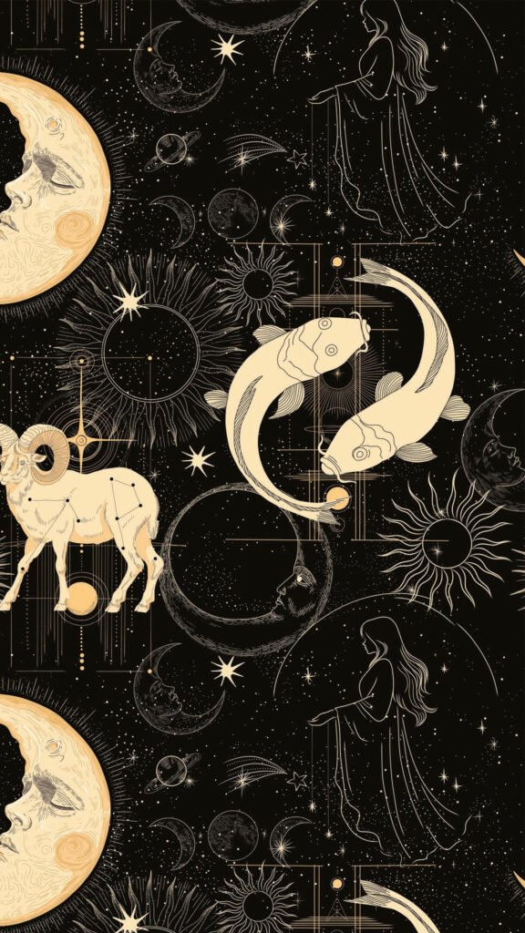 Mystical Zodiac Constellation and Celestial Astrology Art Wallpaper