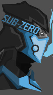 Minimalist Blue Mortal Kombat Sub-Zero Graphic Mobile Wallpaper