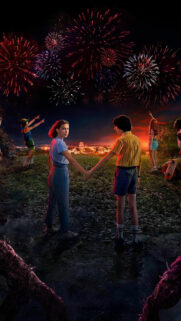 Stranger Things Fireworks Couple Aesthetic Mobile Wallpaper