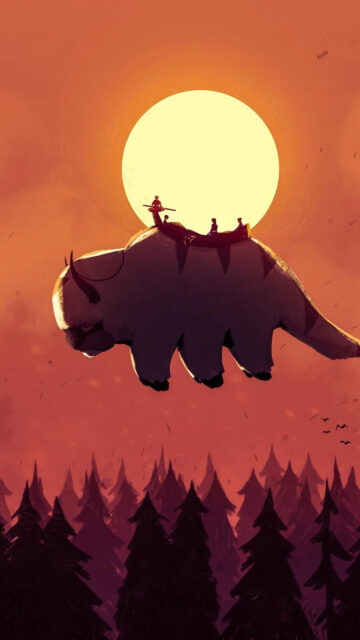 Appa Flying Over Forest Mobile Wallpaper