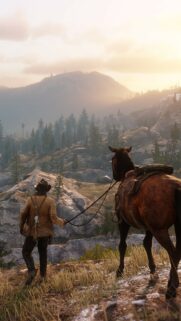 Arthur Morgan Exploring the Mountains Mobile Wallpaper