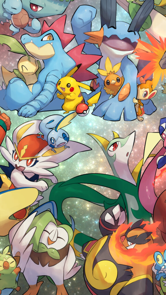 Legendary Pokemon Starter Squad Mobile Wallpaper