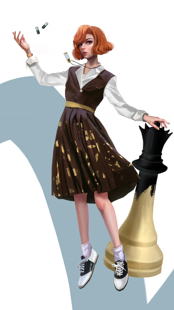 Beth Harmon Chess Queen Art Mobile Wallpaper