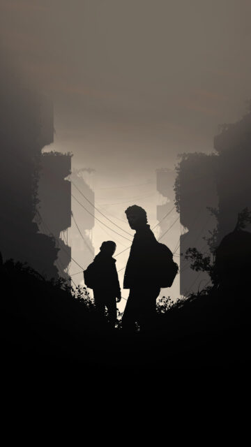 Post-Apocalyptic Silhouette Duo Vertical Mobile Wallpaper