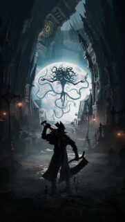 Gothic Horror Hunter Confronts Cosmic Entity Mobile Wallpaper