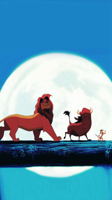 Simba Pumbaa and Timon Silhouette Mobile Wallpaper