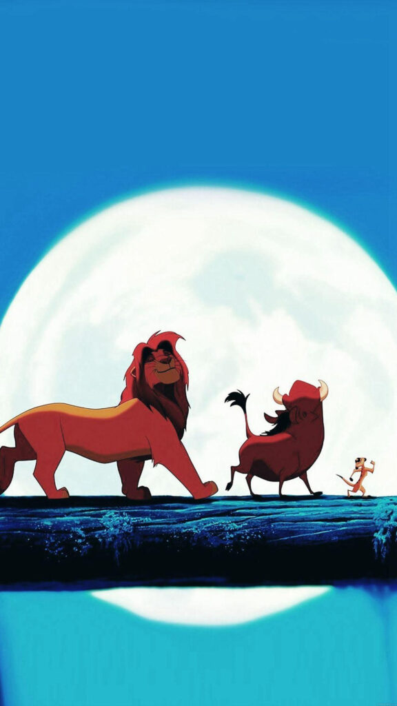 Simba Pumbaa and Timon Silhouette Mobile Wallpaper