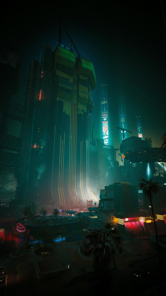 Cyberpunk Futuristic Night City Mobile Wallpaper
