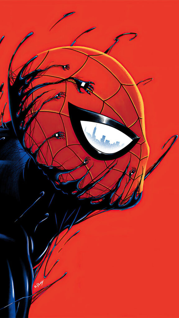 Spider-Man and Venom Symbiote Close-up Mobile Wallpaper