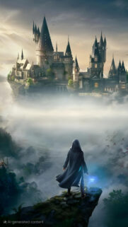 Wizard Approaching Magical Castle Mobile Wallpaper