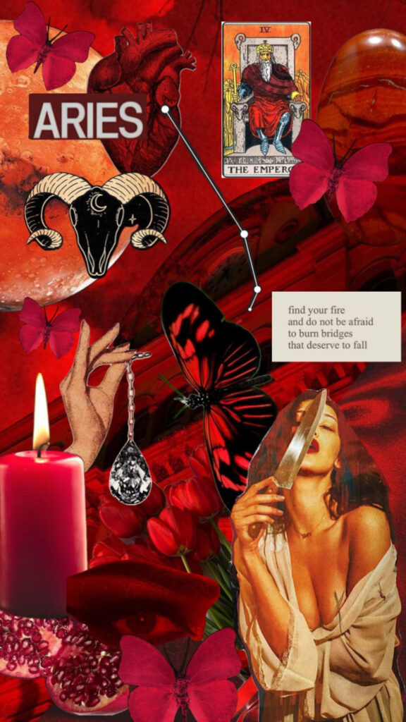 Aries Zodiac Aesthetic: Emperor Tarot & Passionate Fire Sign Energy Wallpaper