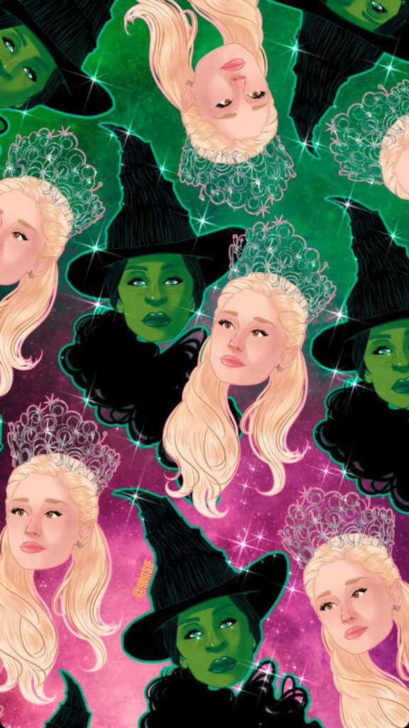 Wicked Glinda and Elphaba Pattern Mobile Wallpaper