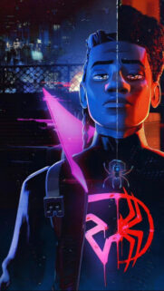 Miles Morales Split Portrait Mobile Wallpaper