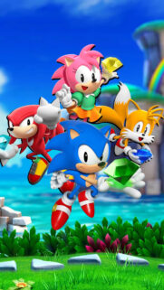 Sonic the Hedgehog Friends and Chaos Emeralds Mobile Wallpaper