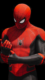 Spider-Man Red and Black Suit Cinematic Mobile Wallpaper