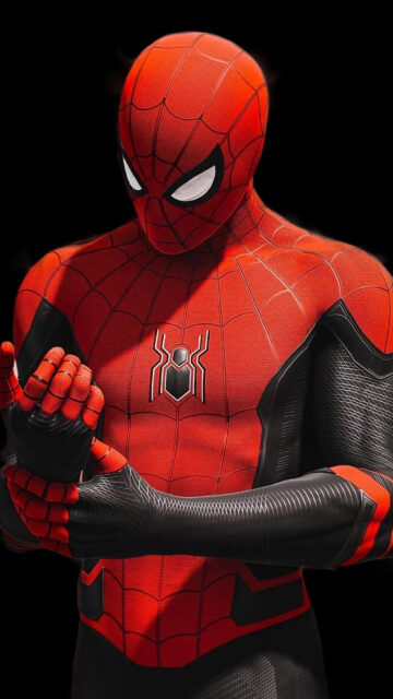 Spider-Man Red and Black Suit Cinematic Mobile Wallpaper