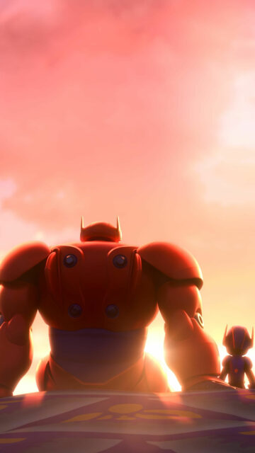 Big Hero 6 Baymax and Hiro Sunset Mobile Wallpaper