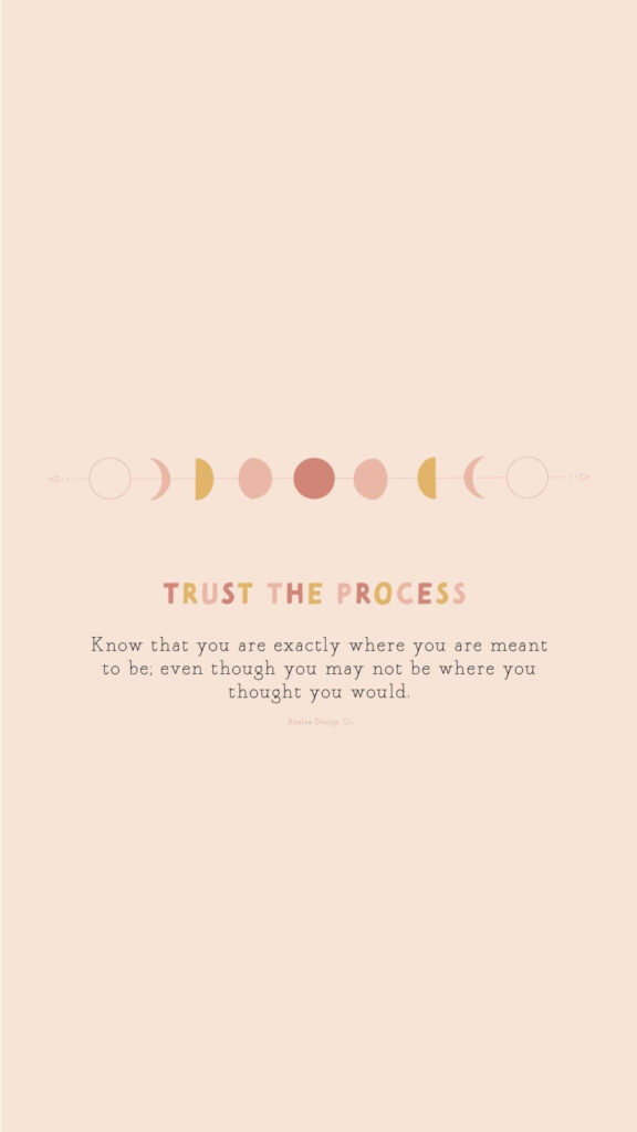 Moon Phase Trust the Process Aesthetic Affirmation Wallpaper