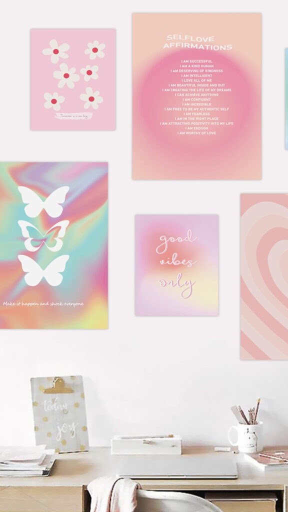 Positive Aesthetic Vision Board for Manifestation and Daily Affirmations Wallpaper