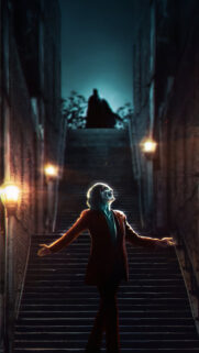 The Joker Cinematic Stairs Scene Mobile Wallpaper
