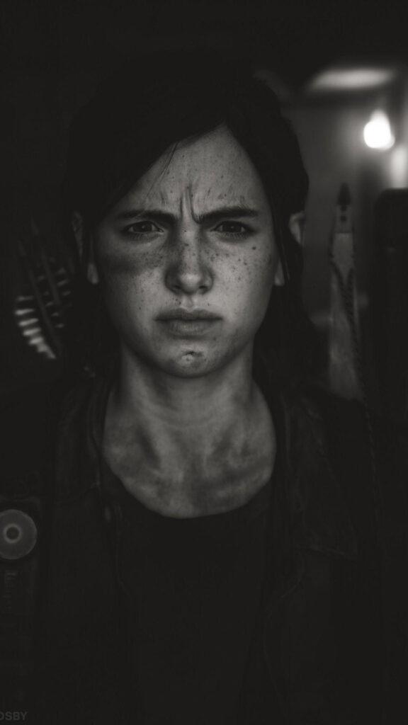 Ellie Williams Moody Monochrome Portrait Mobile Wallpaper