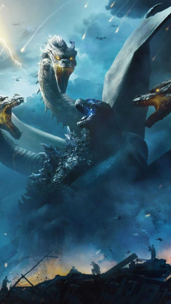 Godzilla vs King Ghidorah Epic Battle Mobile Wallpaper