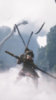 Sun Wukong Standing Amidst Mist Mobile Wallpaper