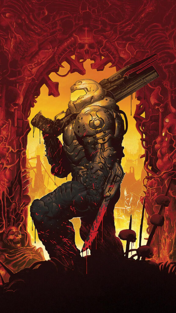 Doom Slayer Bloodied Armor Mobile Wallpaper