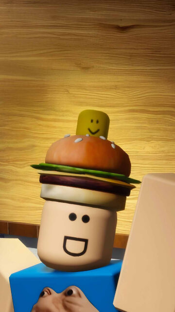 Roblox Burger Hat Character Mobile Wallpaper