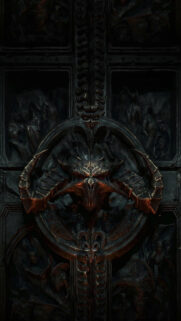 Diablo IV Dark Horned Skull Symbol Mobile Wallpaper