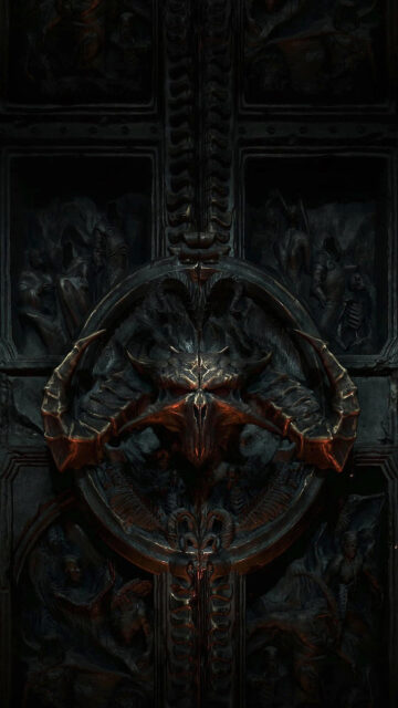 Diablo IV Dark Horned Skull Symbol Mobile Wallpaper