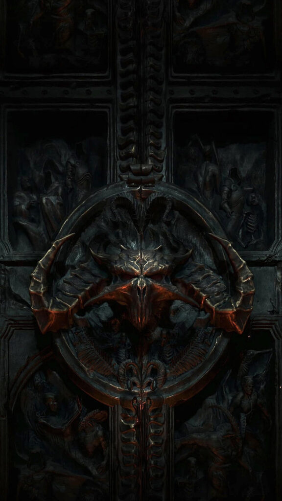 Diablo IV Dark Horned Skull Symbol Mobile Wallpaper