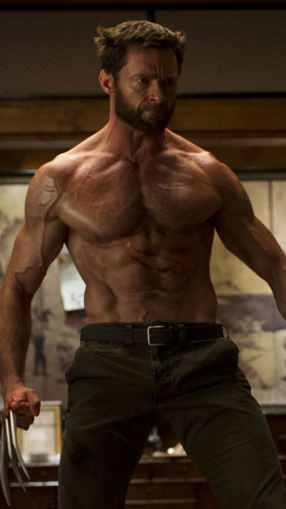 Hugh Jackman as Wolverine Intense Cinematic Mobile Wallpaper