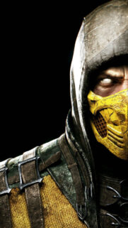 Scorpion Mortal Kombat Close-up Portrait 4K Mobile Wallpaper