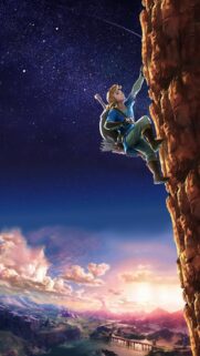 Link Climbing Hyrule Mountain Mobile Wallpaper